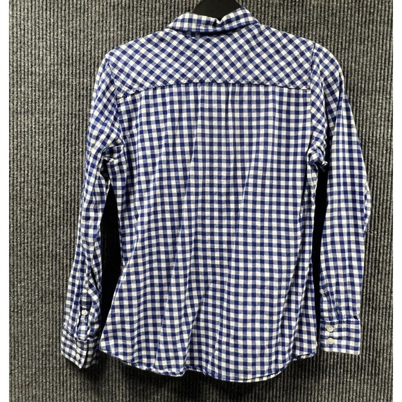 VTG Eddie Bauer Flannel Shirt Womens Medium Blue White Plaid Button Up Cotton - Picture 5 of 12
